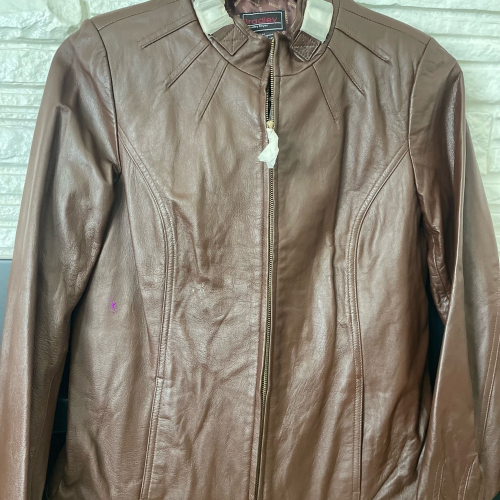 Chocolate Brown Leather Motorcycle Jacket with Fitted Silhouette
